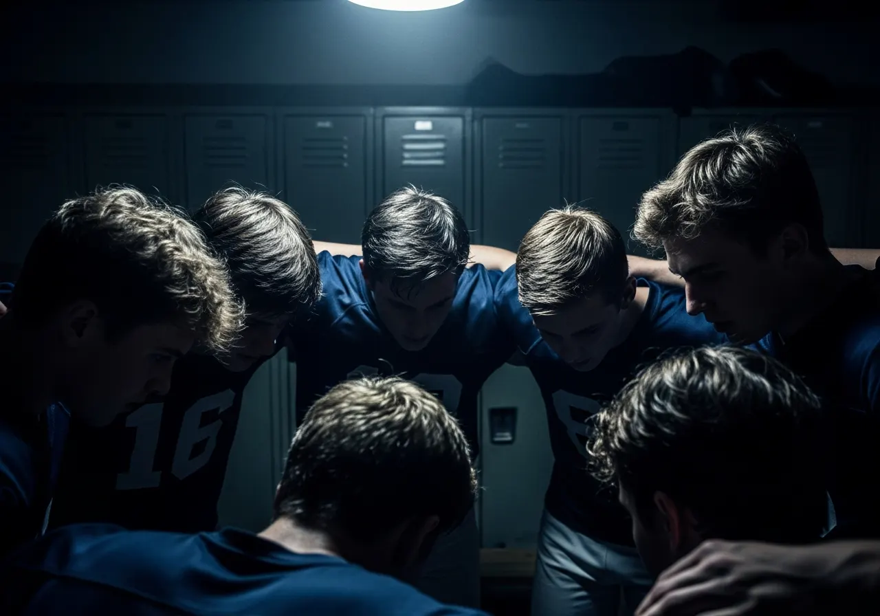 Athletes in locker room